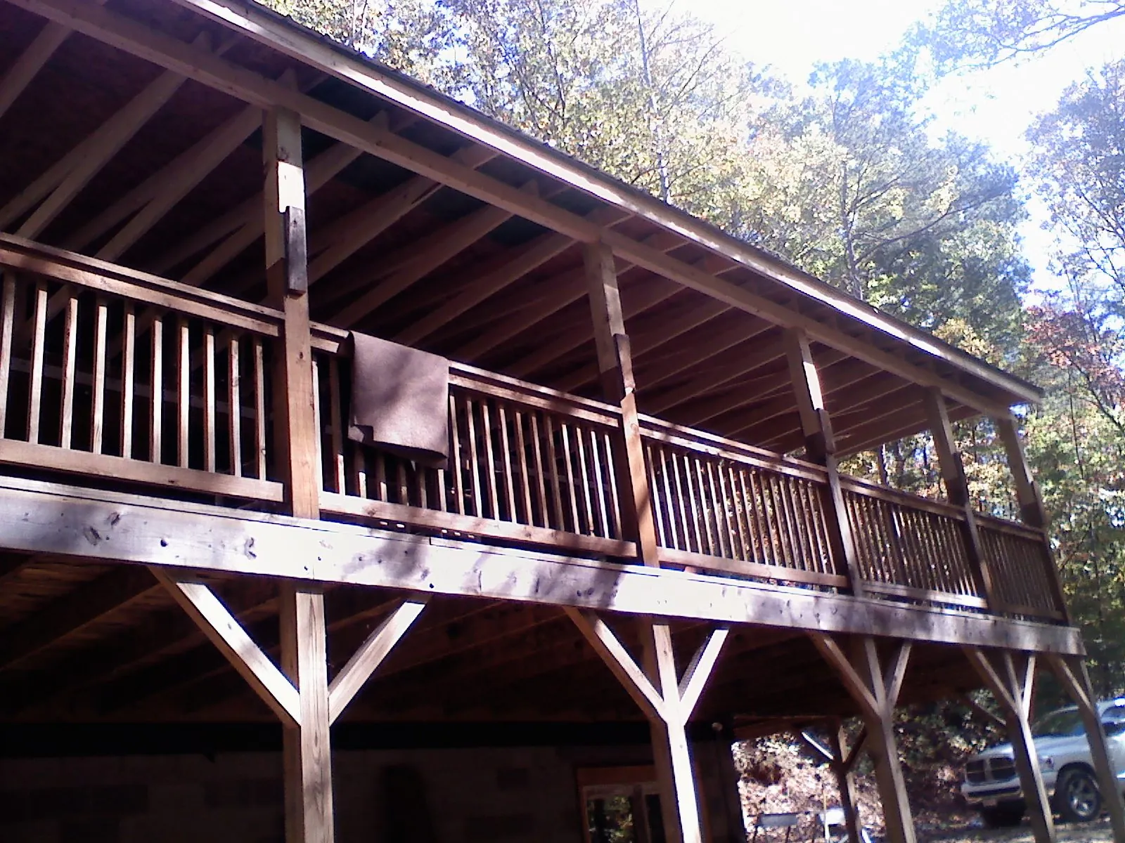 Timber framing under a new elevated porch and deck — Roof Leak Repair in Yates City by Roofing Brothers